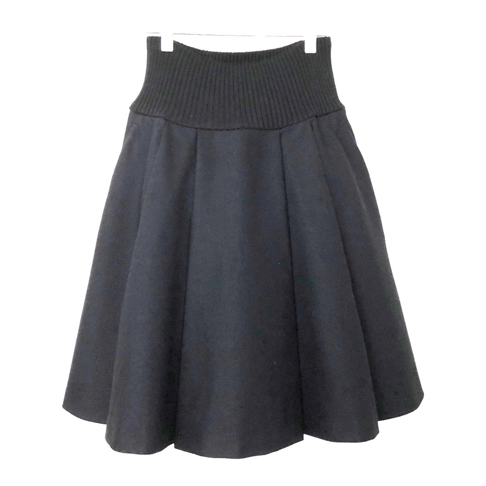 Jil Sander Navy Black Wool Pleat Skirt w/Sweater